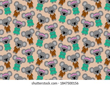 pattern with koala in dress and suit