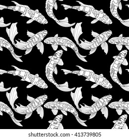Pattern with koi. Seamless pattern with decorative fishes