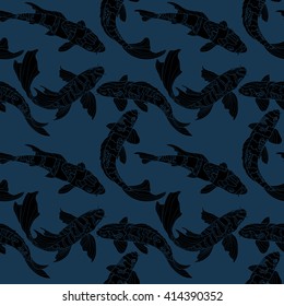 Pattern with koi. Seamless pattern with decorative fishes