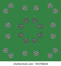 Pattern with ladybirds. Hand drawn.