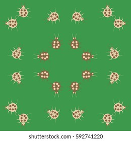 Pattern with ladybirds. Hand drawn.