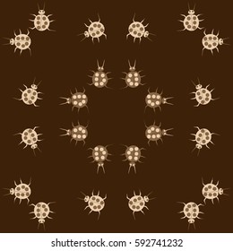 Pattern with ladybirds. Hand drawn.