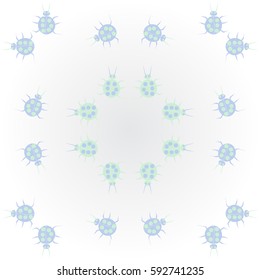 Pattern with ladybirds. Hand drawn.