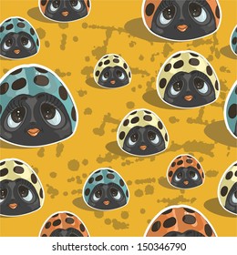 pattern with ladybirds in retro style