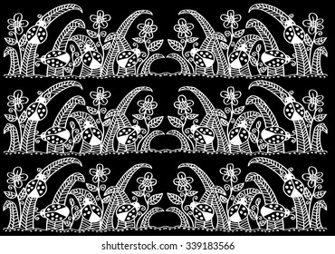 Pattern with ladybug on floral