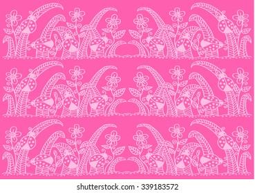 Pattern with ladybug on floral
