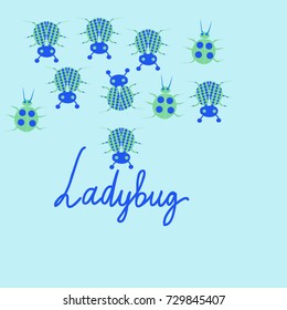 Pattern with ladybugs halftone. Hand drawn.