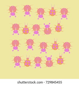 Pattern with ladybugs halftone. Hand drawn.