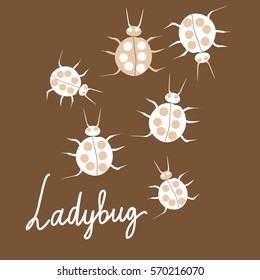 Pattern with ladybugs. Hand drawn.