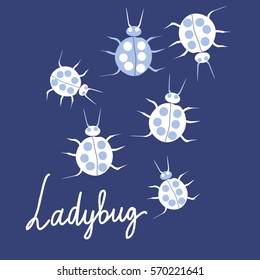 Pattern with ladybugs. Hand drawn.