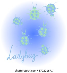 Pattern with ladybugs. Hand drawn.