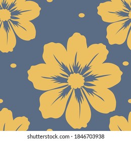 Patrón con flores grandes. Colores cálidos, pastel. Gran broche sobre un fondo beige oscuro. Este patrón se puede usar para papeles pintados, patrones, fondos de páginas web, texturas superficiales.