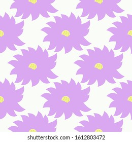A pattern of large lilac flowers arranged in a staggered pattern