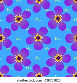 the pattern with large purple flowers on a blue background, for textiles, decorations, wrapping paper
