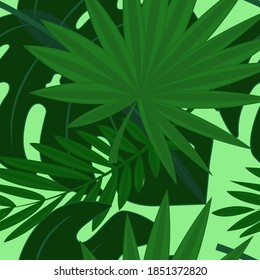 Pattern with large tropical leaves