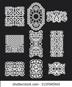 pattern for laser cutting.Laser cut ornamental square panel set with lace pattern.