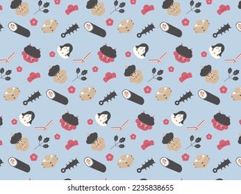 Pattern of the last day of winter in the traditional Japanese calendar illustration.