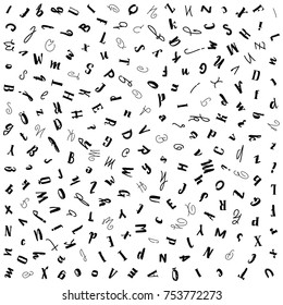 A pattern of Latin letters. Handmade for your design.