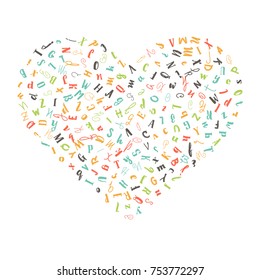 A pattern of Latin letters. Handmade for your design.