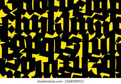 Pattern of Latin letters. Vector. English alphabet. Medieval european style ornament. European alphabet 9-16 century. Ramano-Germanic letters. Beautiful composition and pattern for design.