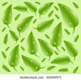 Pattern with leaf, abstract leaf texture, endless background.Pattern can be used for wallpaper, pattern fills, web page background, surface textures. Leaves with drops
