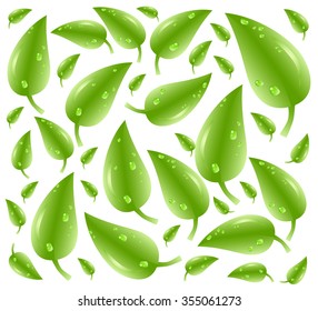 Pattern with leaf, abstract leaf texture, endless background.Pattern can be used for wallpaper, pattern fills, web page background, surface textures. Leaves on white
