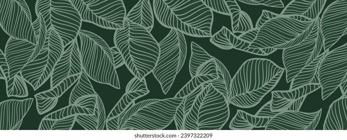 Vector de fondo de hoja de patrón. Hojas verdes, planta tropical, diseño floral para papel pintado abstracto, decoración de paredes, tela, diseño de embalajes e impresión.