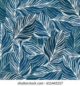 Pattern leaf blue color background wallpaper. Vector illustration