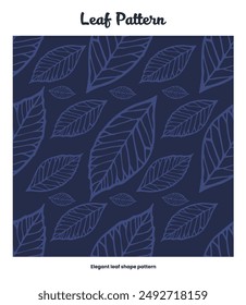 pattern leaf Design Detailed silver-blue Leaves on a Deep Navy Background