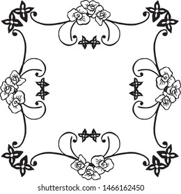 Pattern of leaf flower frame seamless, style unique and elegant, for decoration of greeting card. Vector