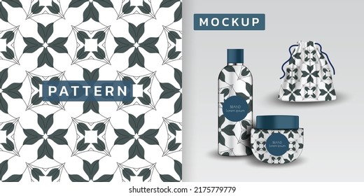 Pattern leaf and mockup vector illustration