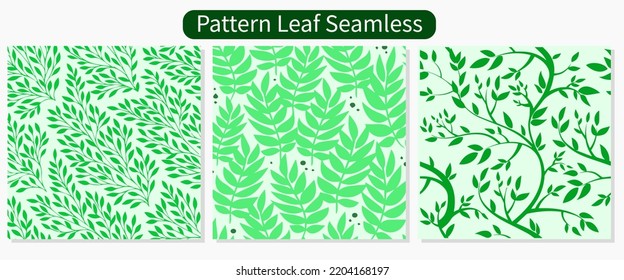 pattern leaf. Vector set of leaves, packaging design template, seamless pattern with copy space for text for cosmetics, beauty products, organic and healthy food with green leaves - modern ornament