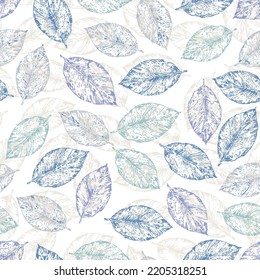 pattern leaves blue and white green background texture garden nature seamless art design graphics paper decoration Wallpaper print packaging textiles clothing