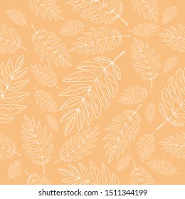 pattern leaves branch white line sketch on gently cream background vector illustration for design and decoration