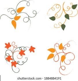 patrón de hojas y ramas en forma de gráficos vectoriales de curls para decoración