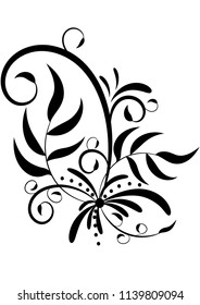 pattern leaves curls decoration tattoo pattern vector