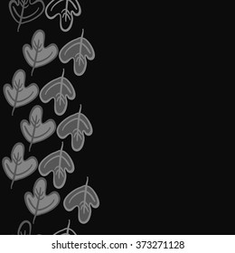  Pattern of leaves,  floral, doodles, spots,hole, seamless, vertical, copy space. Hand drawn.