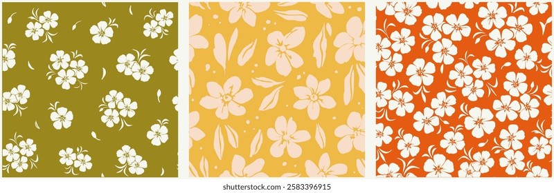 The pattern with leaves and flowers is drawn by hand. vector illustration
