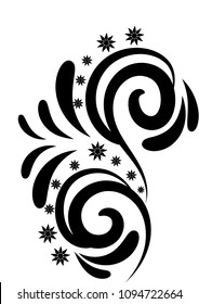 pattern leaves flowers monogram tattoo nature silhouette vector