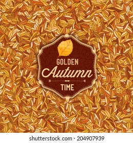 Pattern leaves with a golden hue,seamless,on colored background