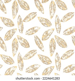 Patrón con hojas dibujando a mano en amarillo. Textura vectorial sin inconvenientes para web, impresión, papel pintado, papel envolvente, decoración de moda, invitación a tarjeta o fondo de sitio web.