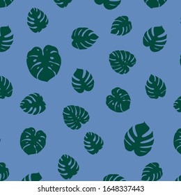 Pattern of leaves monstera. Tropical leaves of palm tree. Vector background.