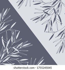 Muster der Blätter in gedämpften, pastellfarbenen Farben. Kann als Hintergrund für Poster, Banner, Flyer, etc. verwendet werden.