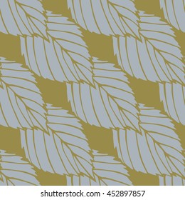 Pattern. The leaves on solid background. Seamless texture. Suitable for packaging, labels, business cards, Wallpaper and fabrics. Grey and caramel.