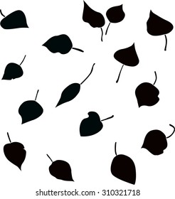 The pattern of the leaves on a white background