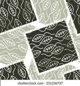 Pattern of leaves placed in a randomly distributed squares.