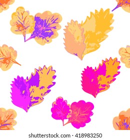 pattern with leaves seamless orange on white vector illustration