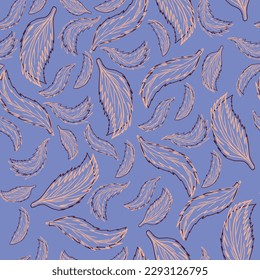 Pattern of leaves in silhouettes in pastel colors. Perfect for printing on fabrics and other surfaces. Ready to color and repeat. All over and vector design