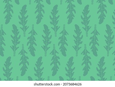 Pattern with leaves, sketch herbs isolated on green background, hand drawn vegetable illustrations