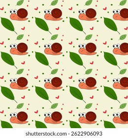 Pattern with  leaves and snails